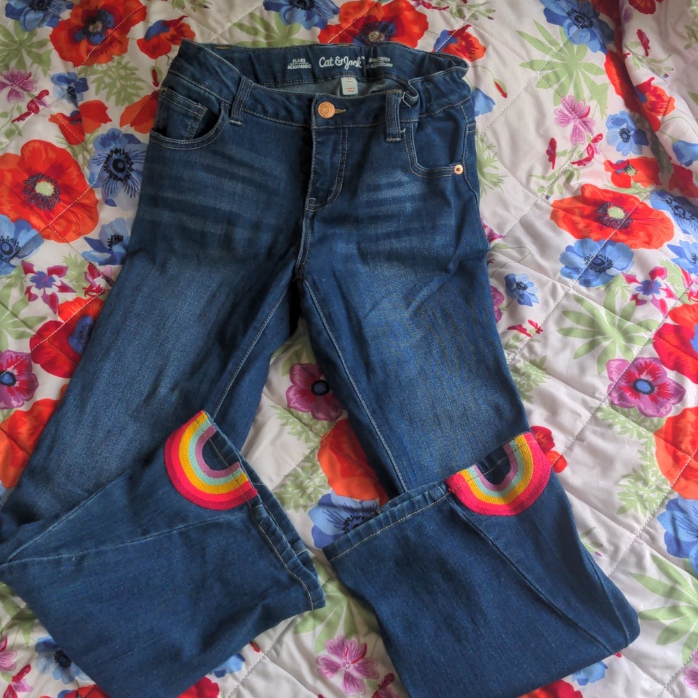 Cat & Jack rainbow flare jeans sz 12